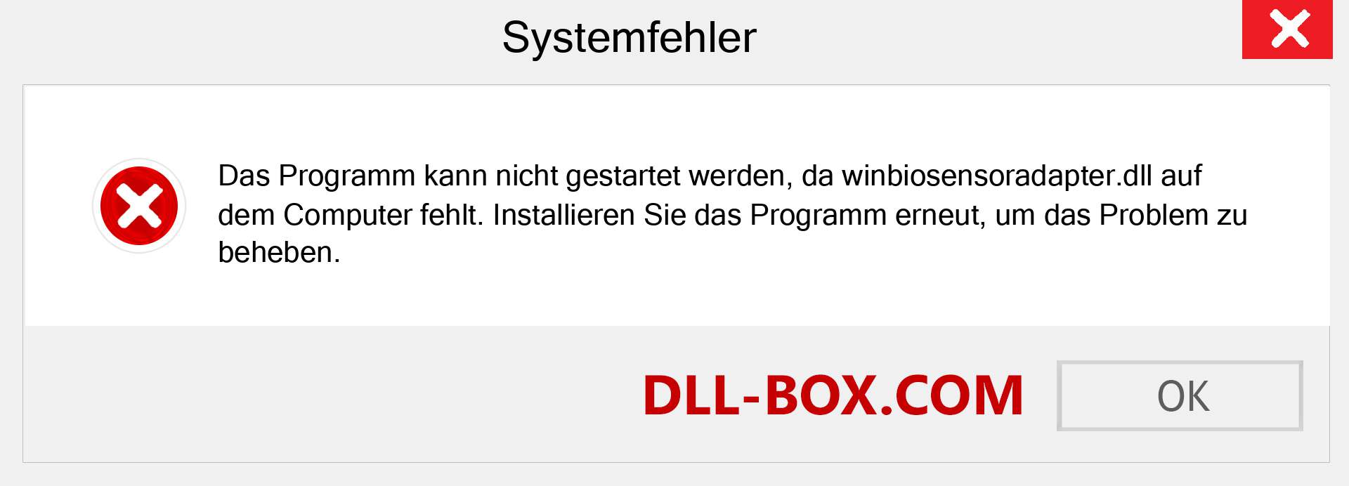 winbiosensoradapter.dll-Datei fehlt?. Download für Windows 7, 8, 10 - Fix winbiosensoradapter dll Missing Error unter Windows, Fotos, Bildern