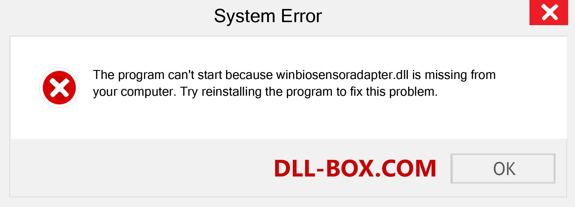  winbiosensoradapter.dll file is missing?. Download for Windows 7, 8, 10 - Fix  winbiosensoradapter dll Missing Error on Windows, photos, images