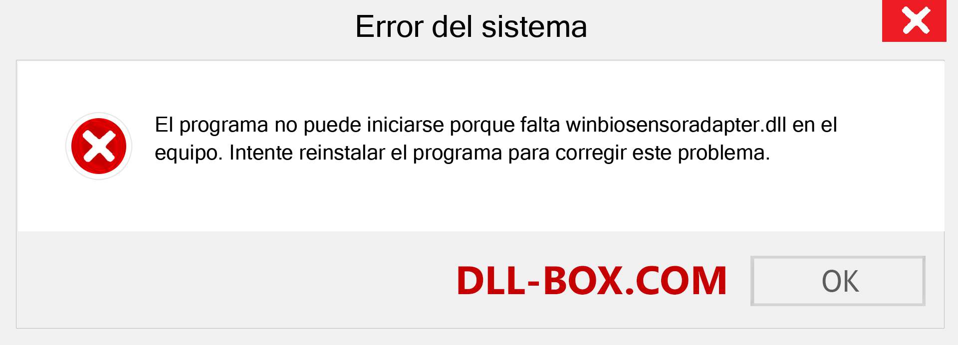 ¿Falta el archivo winbiosensoradapter.dll ?. Descargar para Windows 7, 8, 10 - Corregir winbiosensoradapter dll Missing Error en Windows, fotos, imágenes